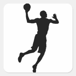 Pop Art Basketball Player Silhouette Quadratischer Aufkleber