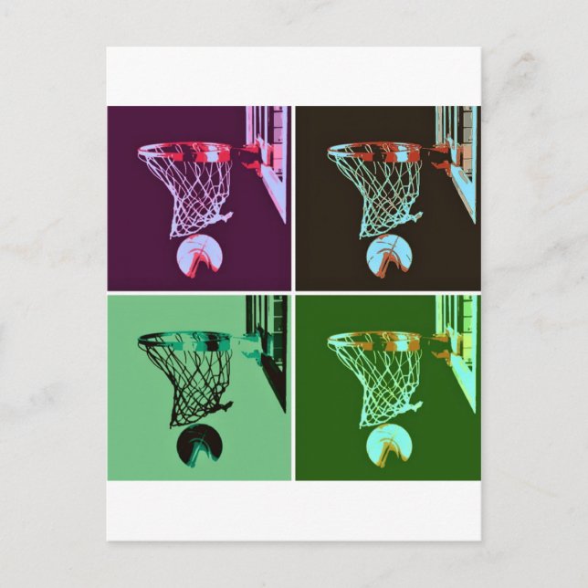 Pop Art Basketball Postkarte (Vorderseite)