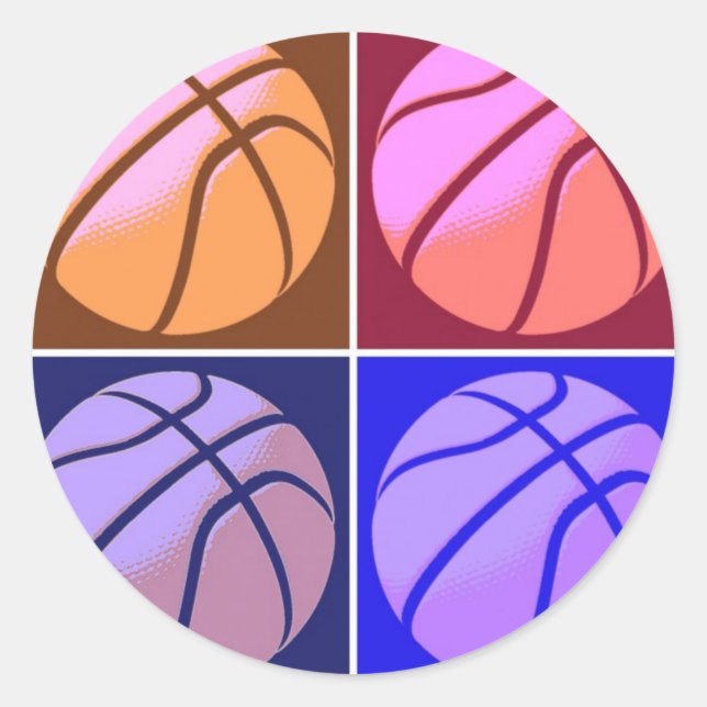 Pop Art Basketball Runder Aufkleber (Vorderseite)