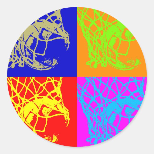 Pop Art Basketball Runder Aufkleber (Vorderseite)