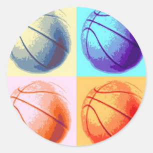 Pop Art Basketball Runder Aufkleber