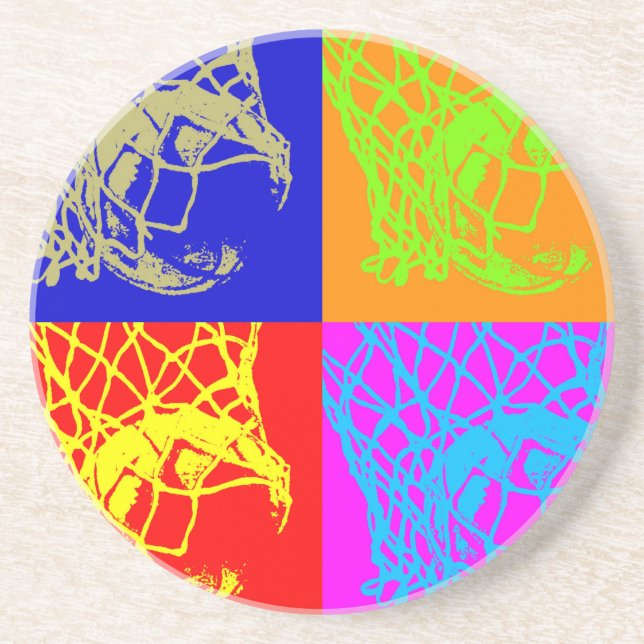 Pop Art Basketball Sandstein Untersetzer (Vorne)