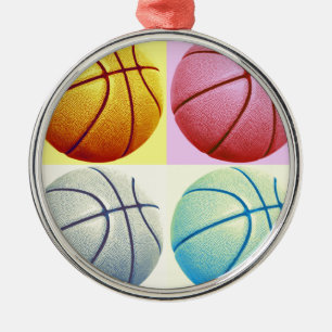 Pop Art Basketball Silbernes Ornament