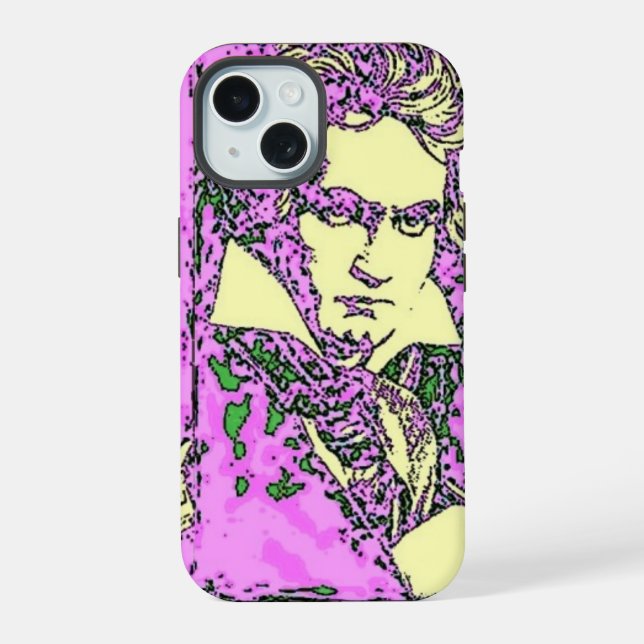 Pop-Art Beethoven iPhone 15 Hülle (Rückseite)