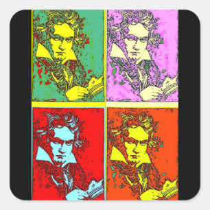 Pop-Art Beethoven Quadratischer Aufkleber