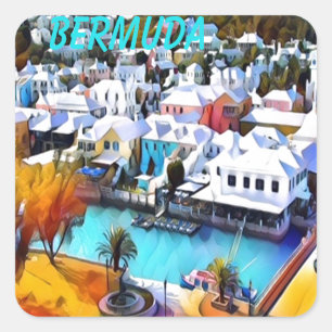 Pop Art Bermuda Square Sticker