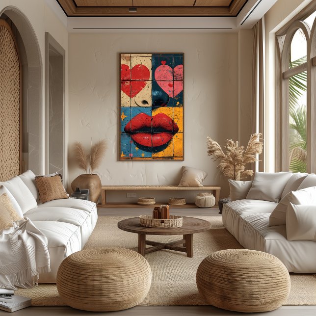 Pop Art Besos y Corazones: Amor Vibrante Fotodruck (Von Creator hochgeladen)