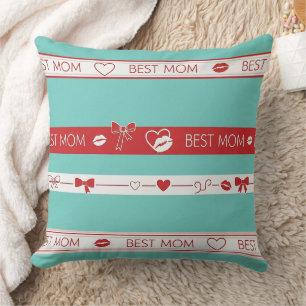 Pop Art BEST MOM Streifen – Fette Retro Liebe (2) Kissen