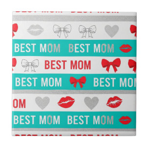 Pop Art BEST MOM Streifen – Fette Retro Liebe (4) Fliese