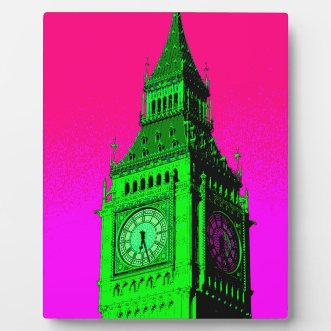 Pop Art Big Ben London Travel Pink Green Fotoplatte (Vorderseite)