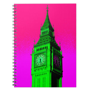Pop Art Big Ben London Travel Pink Green Notizblock