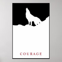 Pop Art Black & White Motivierend Courage Wolf