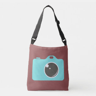 Pop Art Blue Camera Burgundy Tragetaschen Mit Langen Trägern