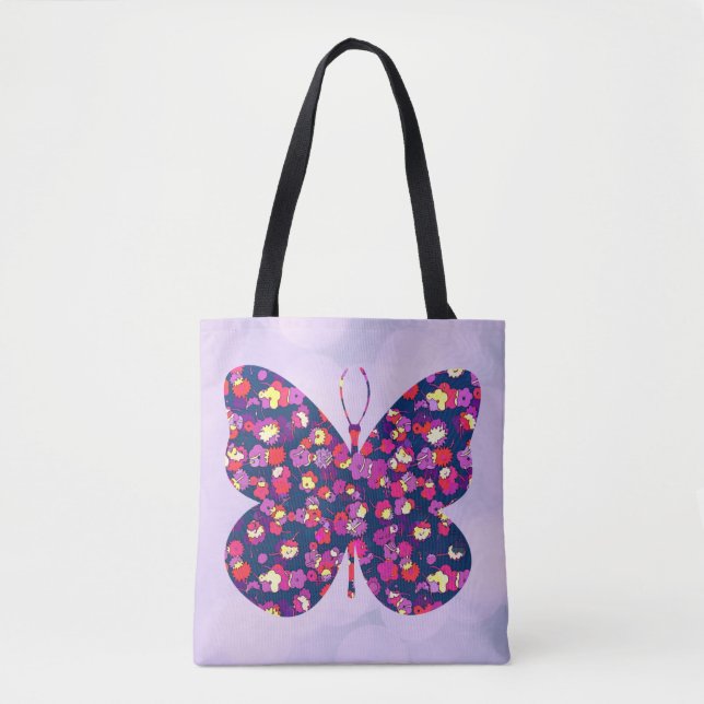 Pop Art Blume Floral Butterfly Kunst Tasche (Vorderseite)