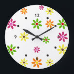 Pop Art Blume nahtlose Muster   Ihre Ideen Große Wanduhr<br><div class="desc">Pop Art von EDDA Fröhlich / EDDArt | Blume Power Blüte Muster | für 60er / 70er - Blume Power Liebhaber - Liebe nicht Krieg machen | Sie vermissen andere Farben oder Produkte mit diesem Design? Kontaktieren Sie mich: contact@eddart.de oder schauen Sie hier: www.zazzle.de/eddartiful* und hier: www.zazzle.com/eddartshop*</div>