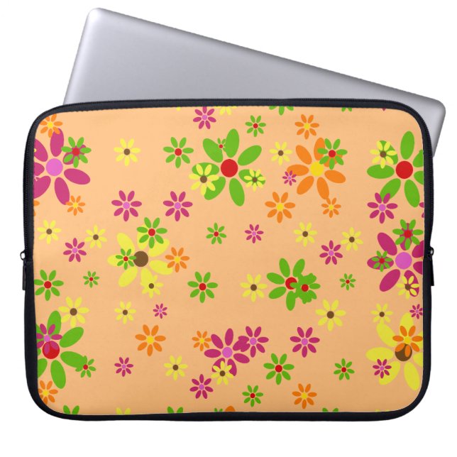 Pop Art Blume nahtlose Muster + Ihre Ideen Laptopschutzhülle (Vorderseite)