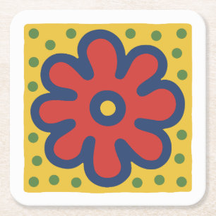 Pop-Art-Blume Rechteckiger Pappuntersetzer