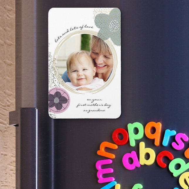 Pop Art Blume und Spritzer Rosa grünes Foto Magnet (Von Creator hochgeladen)