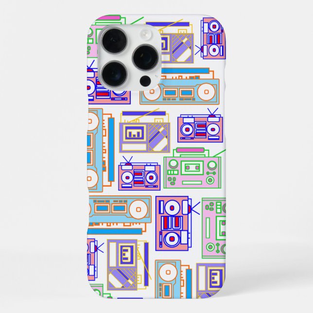 Pop Art Boom Box iPhone Case 16 Pro Max Hülle (Rückseite)