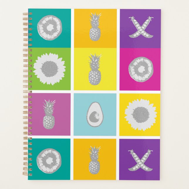 Pop Art Botanical & Frucht Muster Planer (Vorderseite)