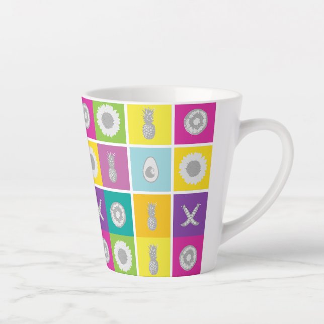 Pop Art Botanique & Fruit Motif Latte Mug (Droite)