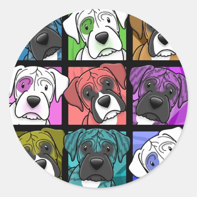 Pop Art Boxer Runder Aufkleber (Vorderseite)