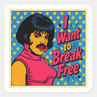 Pop Art Break Free Thema Quadratischer Aufkleber