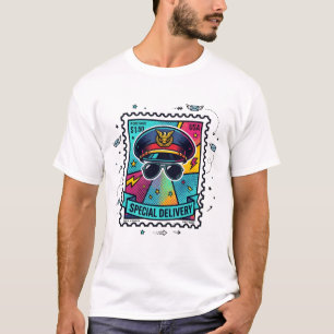 Pop-Art-Briefträger-Stempel T-Shirt