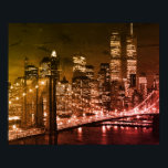 Pop Art Brooklyn Bridge New York Night Poster<br><div class="desc">New York City - Wolkenkratzer der digitalen Kunst - Bild in Manhattan</div>