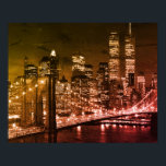 Pop Art Brooklyn Bridge New York Night Poster<br><div class="desc">New York City - Wolkenkratzer der digitalen Kunst - Bild in Manhattan</div>