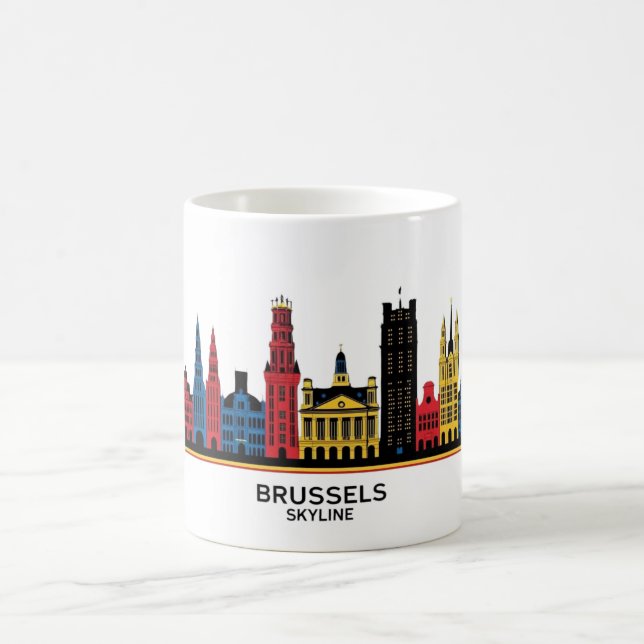 Pop Art Brüssel Skyline 1 Kaffeetasse (Mittel)