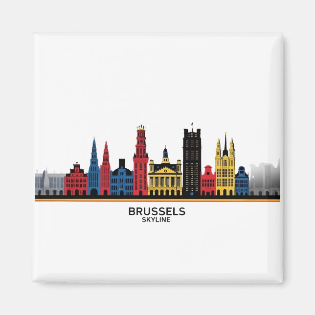 Pop Art Brussels Skyline Magnet (Vorne)