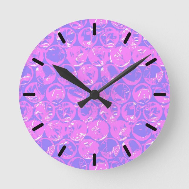 Pop art bubble wrap runde wanduhr (Vorderseite)