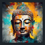 Pop Art Buddha Bust Poster<br><div class="desc">Serene, Grafik, abstrakte Buddha-Büstenkunst</div>