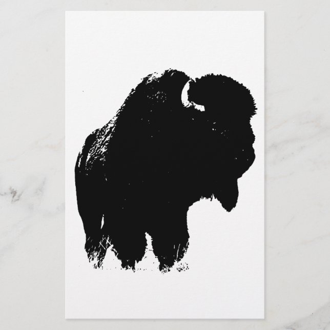 Pop Art Buffalo Bison Silhouette Briefpapier (Vorderseite)
