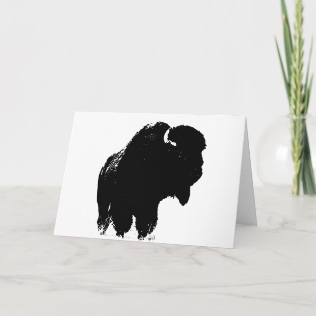 Pop Art Buffalo Bison Silhouette Karte (Vorderseite)