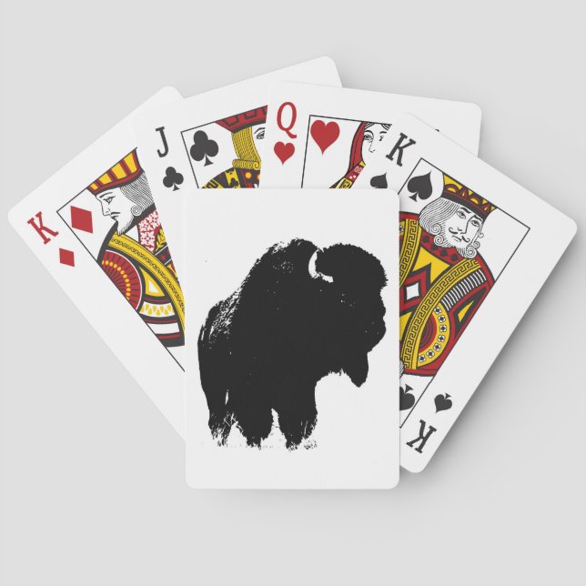 Pop Art Buffalo Bison Silhouette Spielkarten (Rückseite)