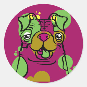 Pop Art Bulldog Runder Aufkleber