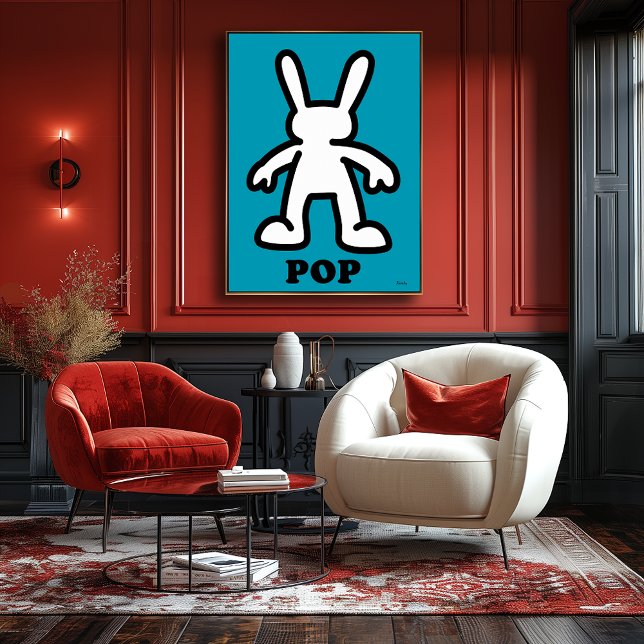 Pop Art Bunny - Kühne Aquamarine Kontur Poster (Von Creator hochgeladen)