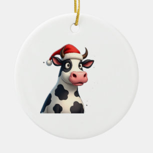 Pop-Art-Bunte-Kuh-Weihnachts-T-Shirt (1) Keramik Ornament