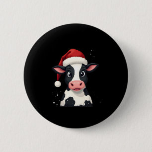 Pop-Art Buntes Kuh-Weihnachten T-Shirt (2) Button