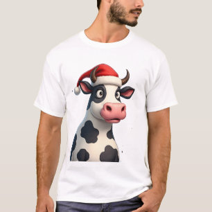 Pop-Art Buntes Kuh-Weihnachts-T-Shirt (1) T-Shirt