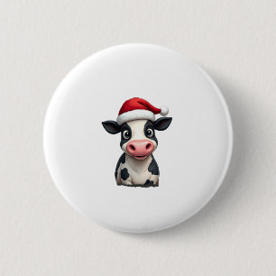 Pop-Art Buntes Kuh-Weihnachts-T-Shirt (3) Button