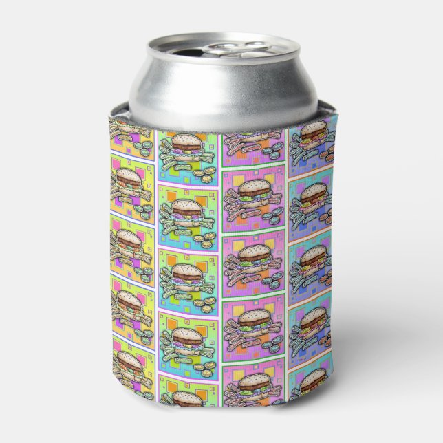 POP ART BURGER (Hamburger) Dosenkühler (Kanne Vorderseite)