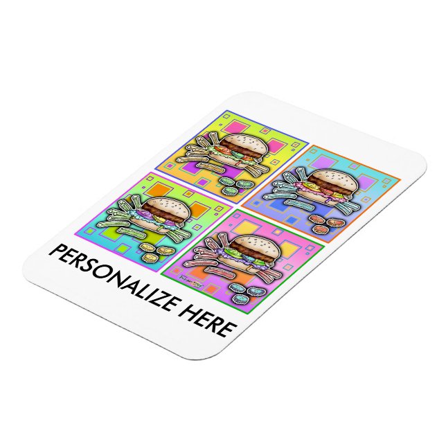 POP ART BURGER Pop Art HAMBURGER mit FRIES. Ein Cl Magnet (Linke Seite)