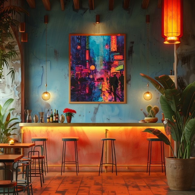 Pop Art: Calle de la Ciudad Nocturna Fotodruck (Von Creator hochgeladen)