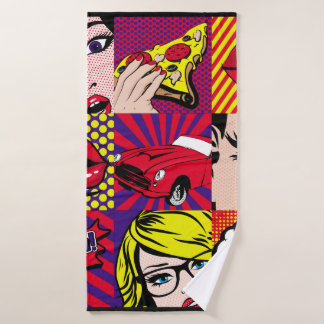 Pop art Card Illustrationpattern,art,comic,pop,ret Badehandtuch