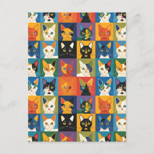 Pop Art Cat Collage Art Postkarte