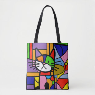 Pop Art Cat Design Vibranful and Coulourful Tasche