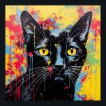 Pop Art Cats: Schwarz Poster<br><div class="desc">Pop Art abstrakt Black Cat</div>